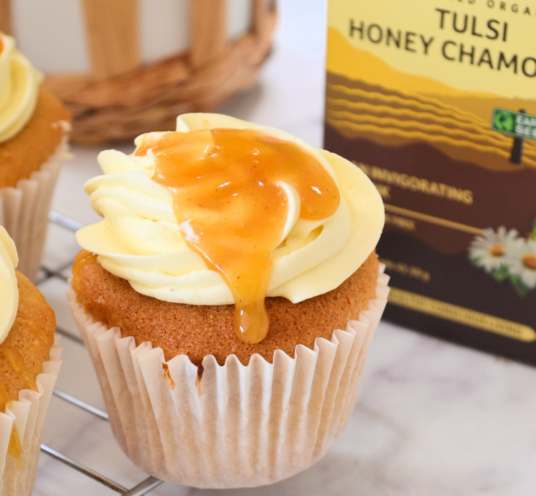 Tulsi "Honey" Chamomile Tea Infused Vegan Cupcake Recipe