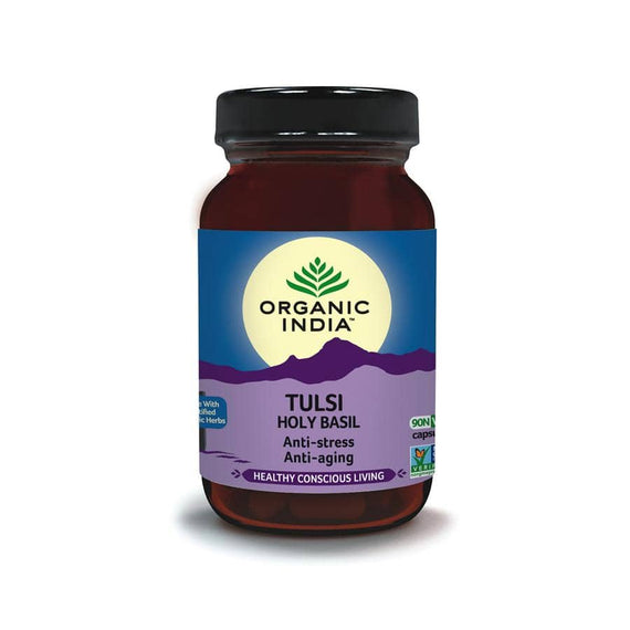 Organic India Tulsi Holy Basil Queen of Herbs 90 Capsules 300mg per Capsule  Herb for body and mind.